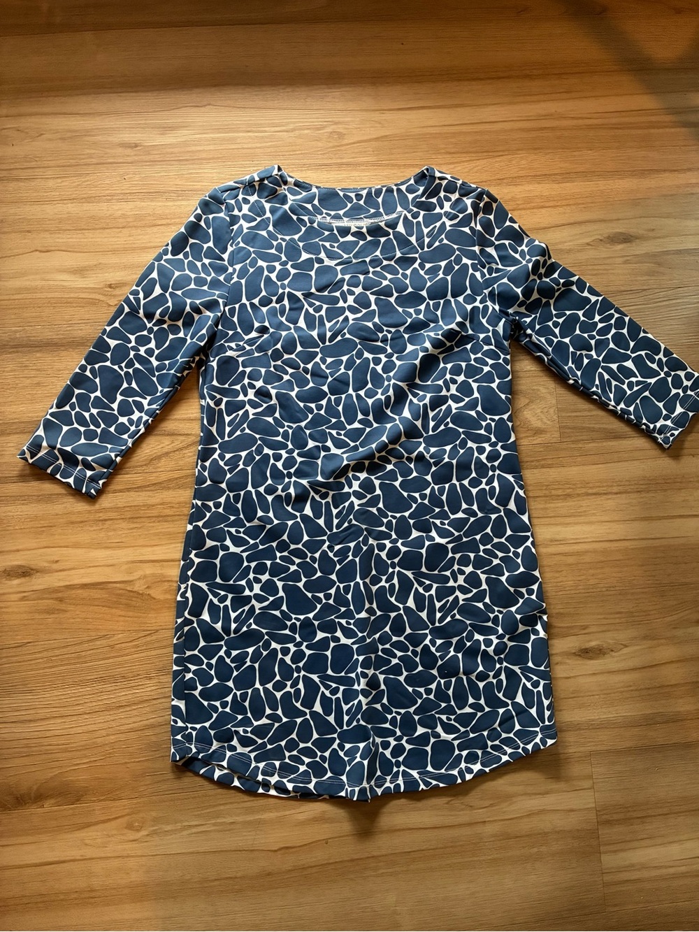 MAHI GOLD Navy and White Patterned Long Sleeve Dress